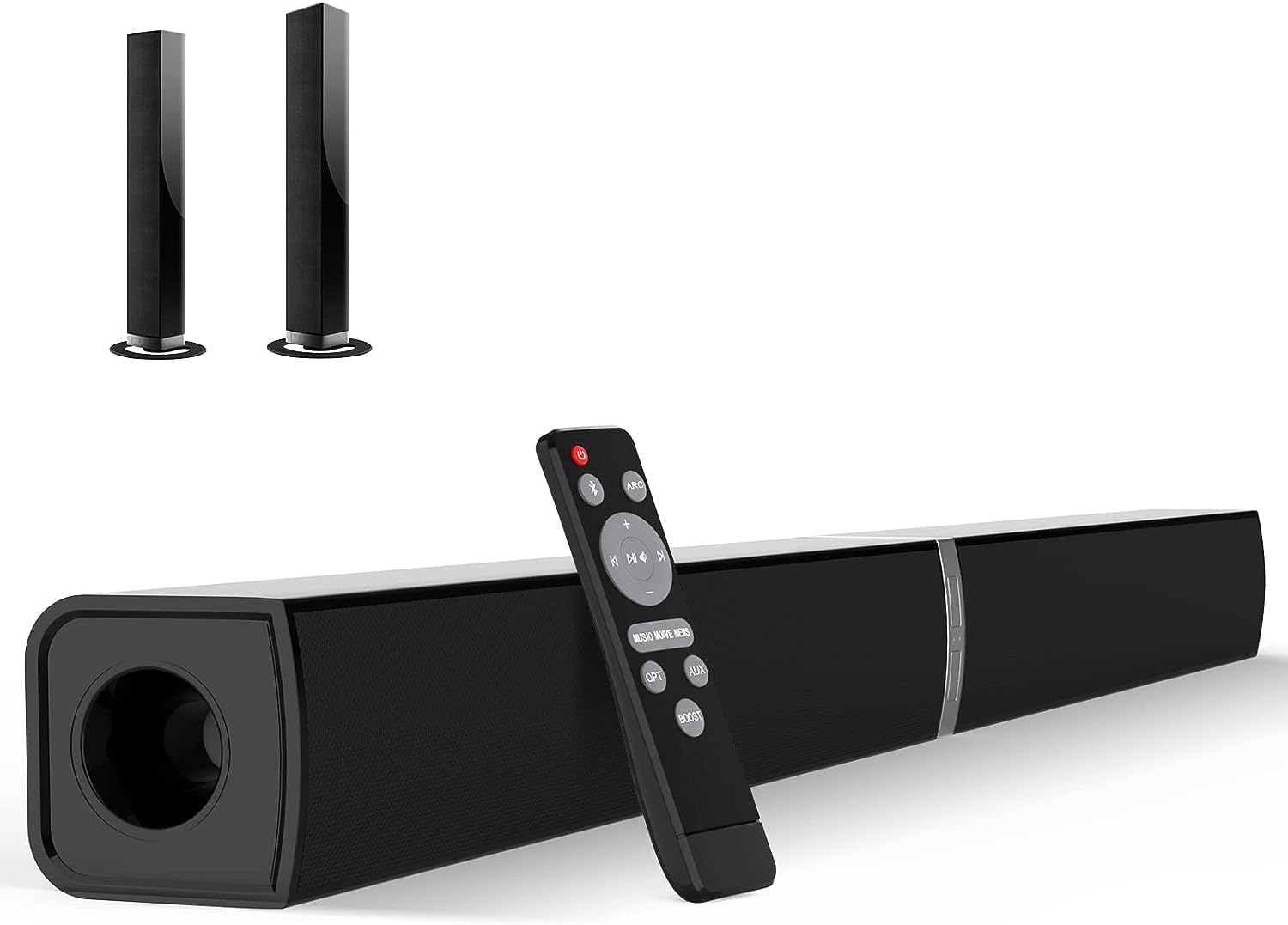 MZEIBO TV Sound Bar, Sound Bars for TV Bluetooth 5.0 Soundbar 50W 32Inch Split Soundbars with HDMI-ARC/Optical/AUX Connection, 2-in-1 Detachable Soundbar for Home Theater Audio