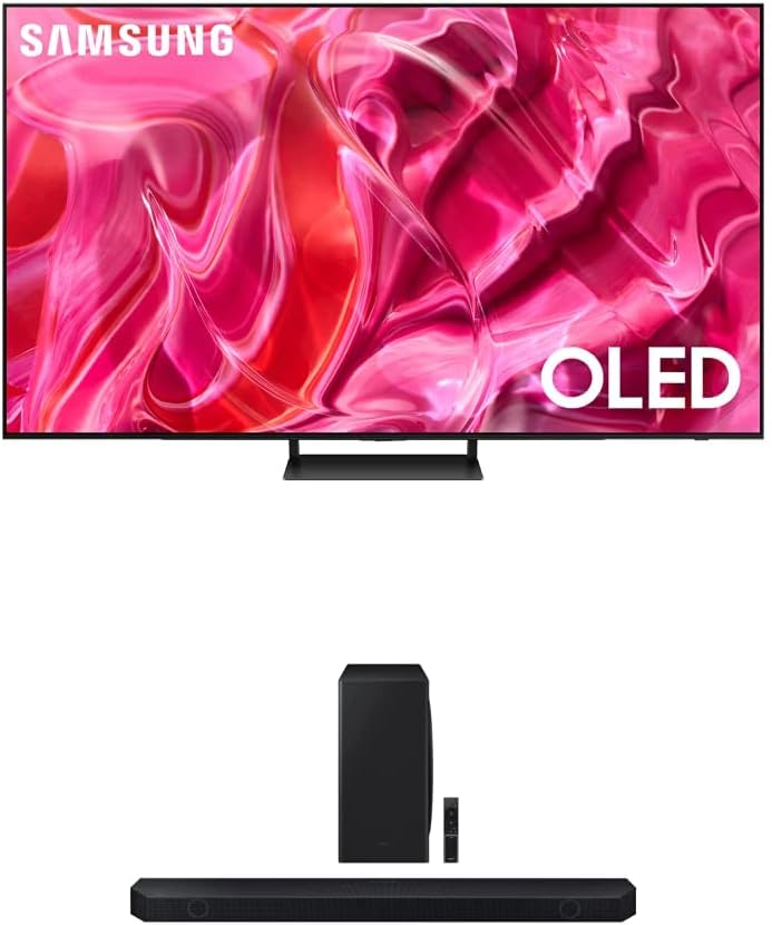 SAMSUNG 77-Inch Class OLED 4K S90C Series Quantum HDR, Dolby Atmos Object Tracking Sound Lite (QN77S90C, 2023 Model) HW-Q800C 5.1.2ch Soundbar w/Wireless Dolby Audio, (Newest Model)