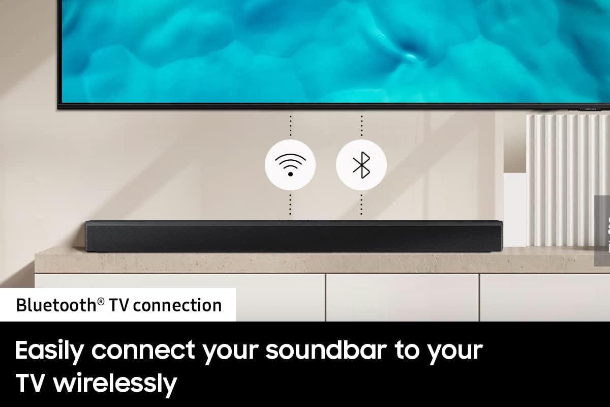 Samsung HW-B450 2.1ch Soundbar w/Dolby Audio, Subwoofer Included, Bass Boosted, Wireless Bluetooth TV Connection, Adaptive Sound Lite, Game Mode, 2022 (Renewed)