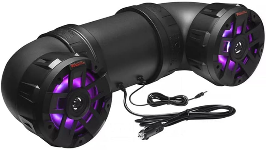 BOSS Audio Systems ATV8BRGB ATV UTV Weatherproof Sound System - 8 Inch Speakers, 1.5 Inch Tweeters, Built-in Amplifier, Bluetooth, Multi-Color Illumination, Easy Installation for 12 Volt Vehicles