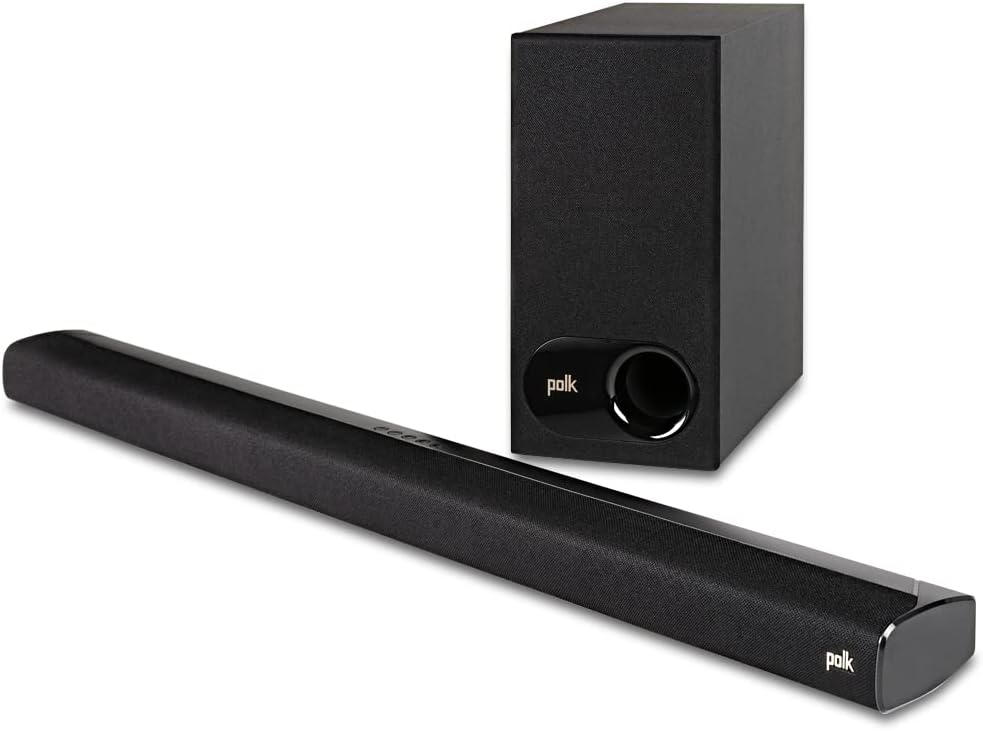 Polk Audio Signa S2 Ultra-Slim TV Sound Bar, Works with 4K HD TVs, Wireless Subwoofer, Includes HDMI Optical Cables, Bluetooth Enabled, Black