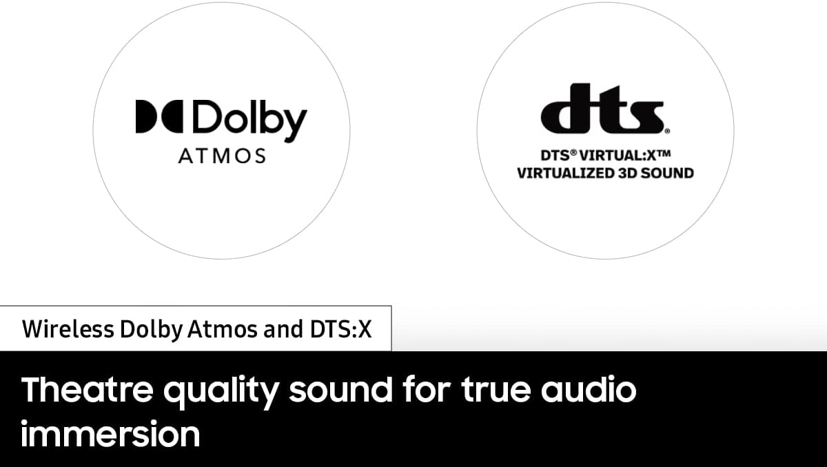 SAMSUNG HW-S60B 3.1ch Soundbar w/Dolby Atmos, DTX Virtual:X Q Symphony, Adaptive Sound, Game Mode 9500S Rear Speaker Kit - Wireless Dolby Atmos/DTS: X (SWA-9500S, 2021 Model)