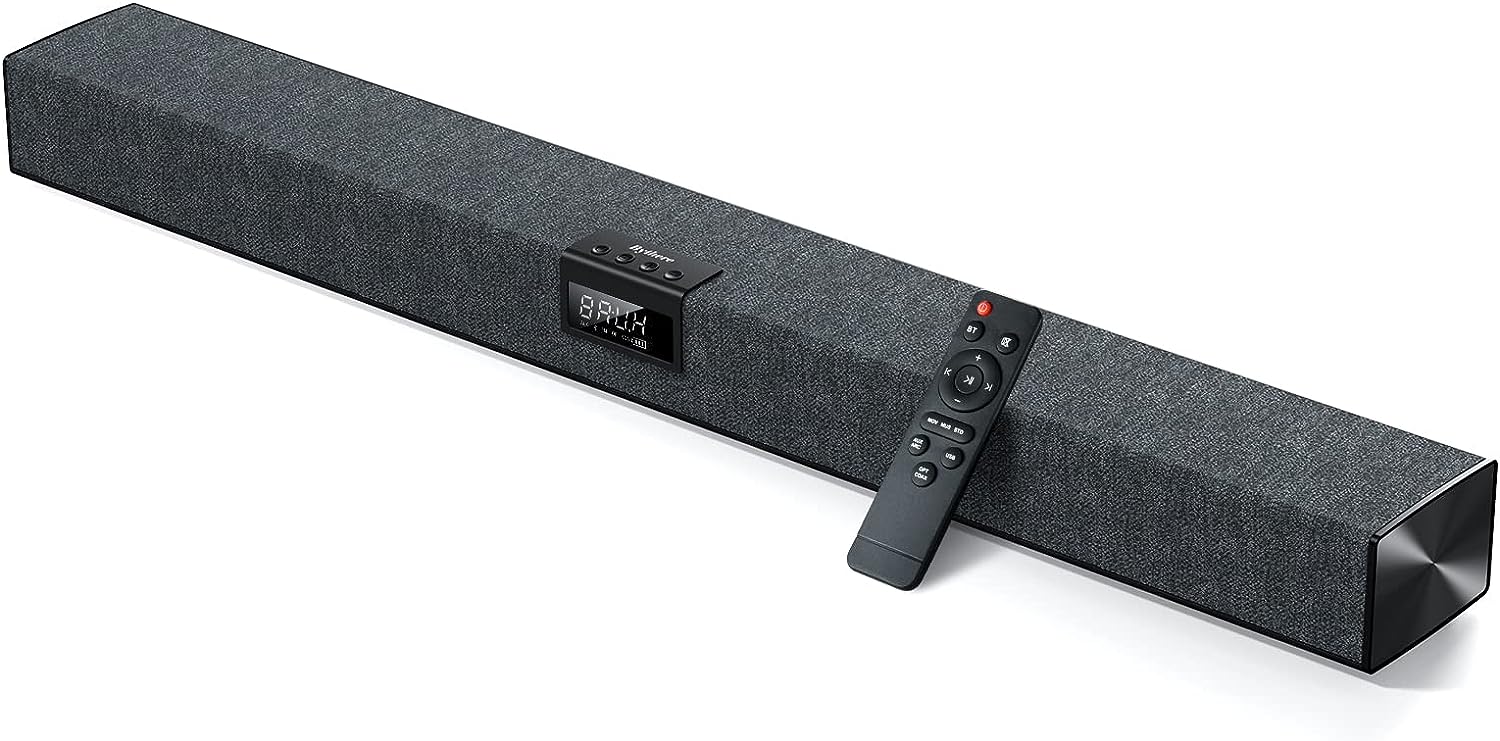 Sound Bar for TV - Wireless 35 Inch Soundbar Speaker w/Built-in Subwoofer, Stereo Surround Sound, DSP, HDMI Bluetooth 5.0 Optical AUX USB Connectivity, Remote Control for Home Theater Audio PC Gaming