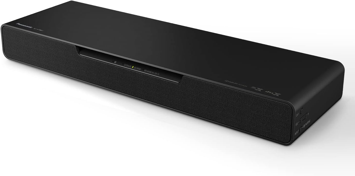 Panasonic SoundSlayer Dolby Atmos Soundbar for TV with Built-in Subwoofer, Small Home Audio Bluetooth-Enabled Speaker, Hi-Res Sound (SC-HTB01),Black