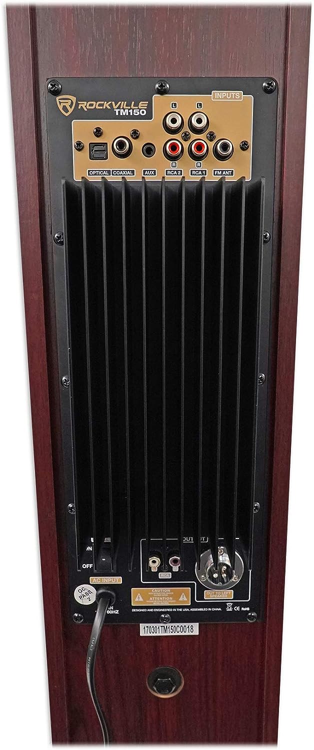 Rockville TM150C Cherry Powered Home Theater Tower Speakers 10 Sub/Bluetooth/USB