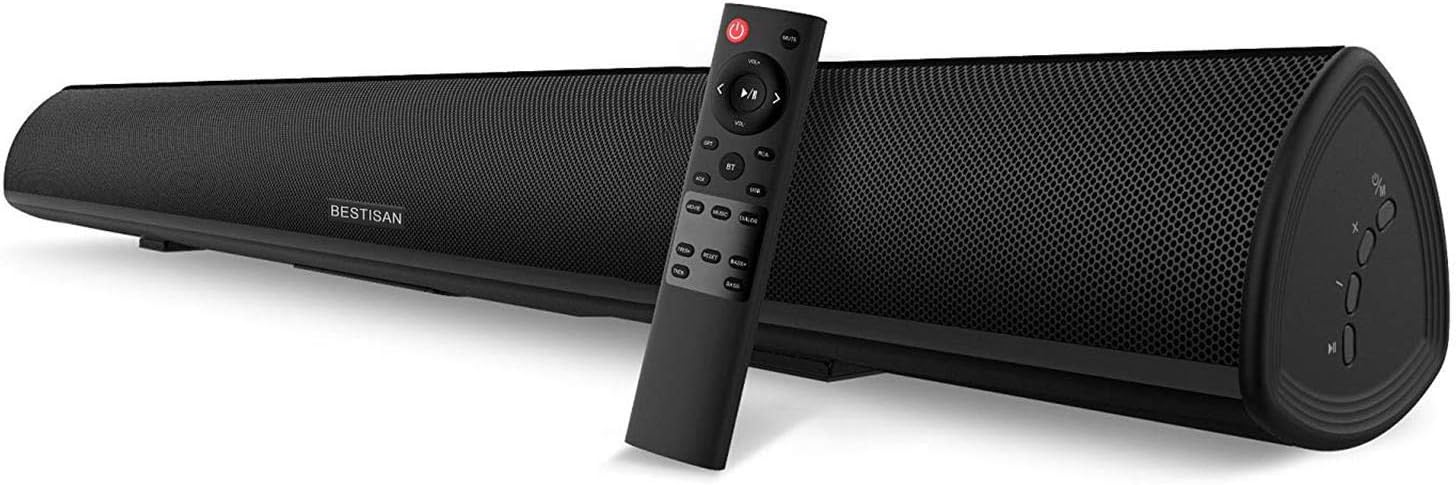 100Watt 40 Inch Soundbar, BESTISAN Sound Bar Wireless and Wired Audio Bluetooth 5.0 TV Speakers with HDMI-ARC Function (2023 Beef UP Version, DSP Audio, Bass Adjustable, Wall Mountable)