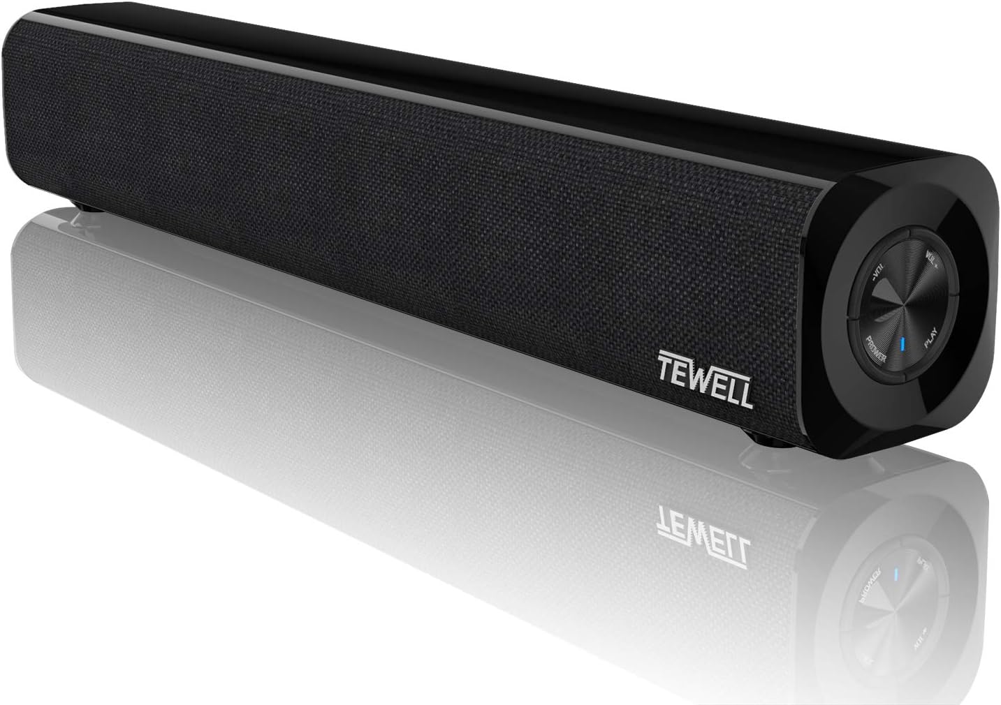 TEWELL Mini Sound Bar, USB Powered Projector Speaker for Desktop, Aux-in Wired and Wireless Stereo Speakers with Strong Bass for PC, Gaming, Tablets and Cellphone