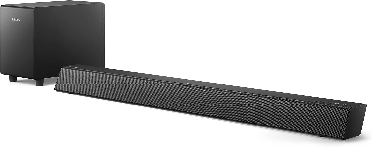 PHILIPS B5305 2.1 Soundbar Speaker with Wireless Subwoofer, Remote Control, Bluetooth Streaming and HDMI ARC (TAB5305) (Renewed)