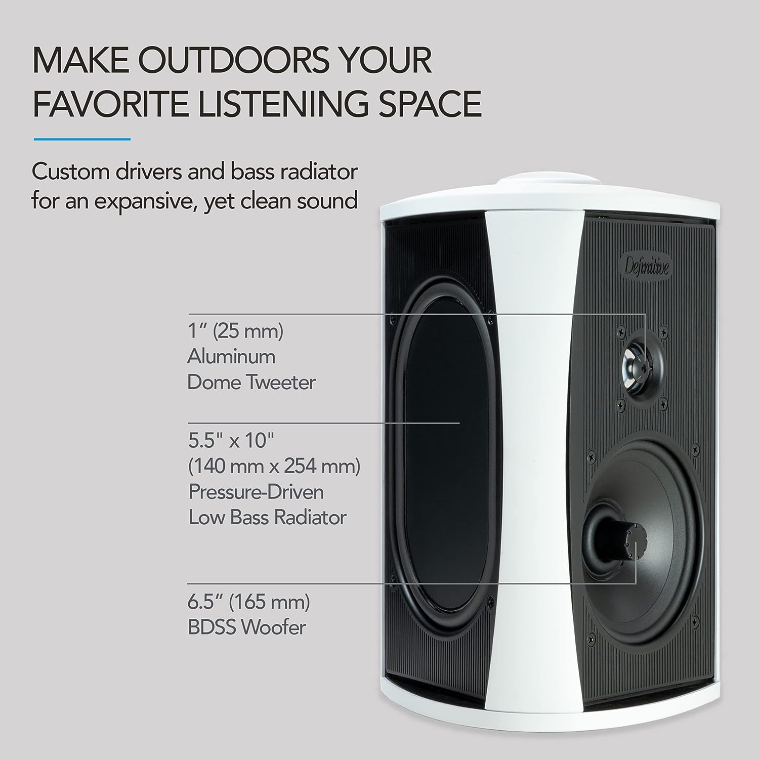 Definitive Technology AW6500 Outdoor Speaker 6.5-inch Woofer 200 Watts - Single (White)