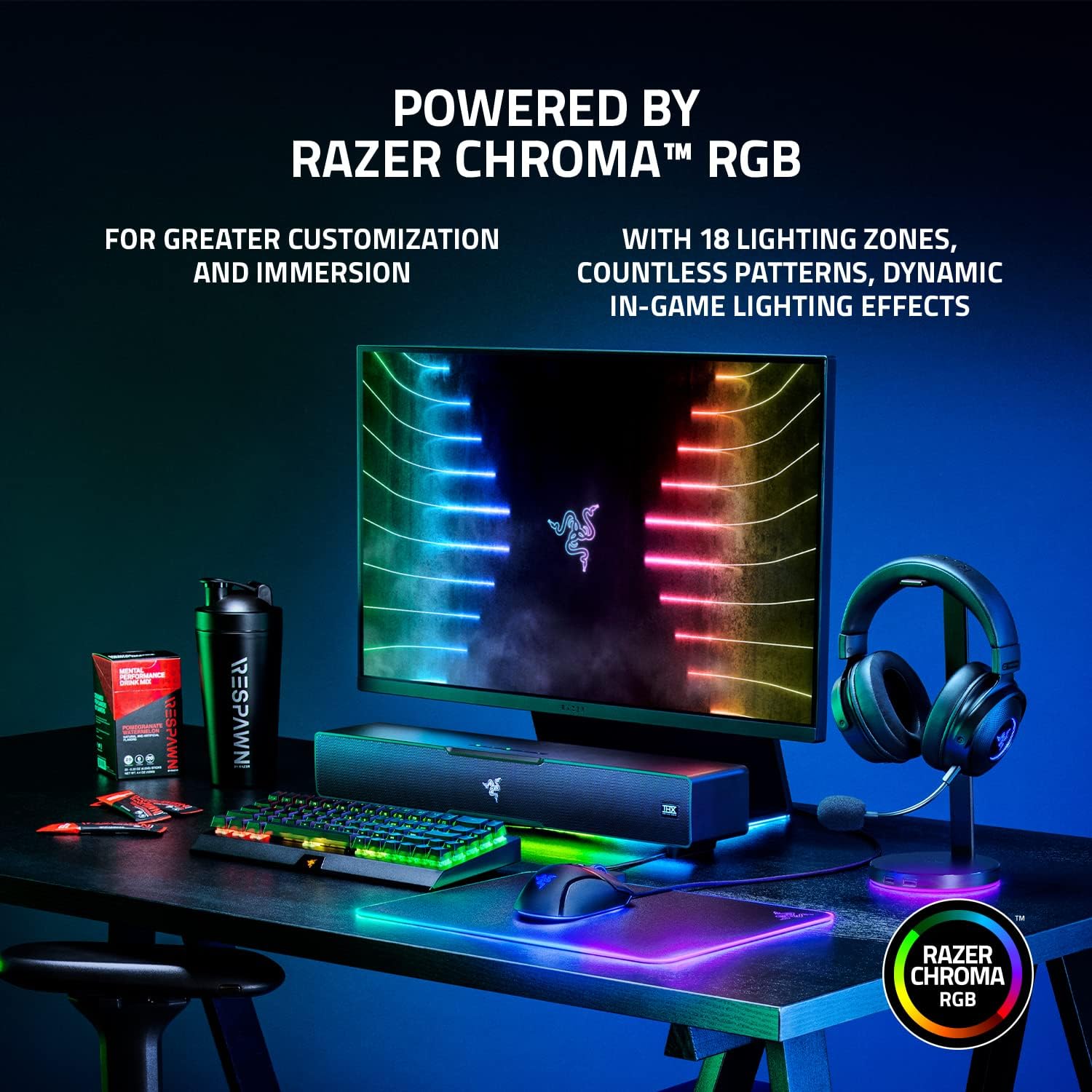 Razer Leviathan V2: Multi-Driver PC Gaming Soundbar with Subwoofer - THX Spatial Audio - Compact Design - Chroma RGB - Bluetooth 5.2 - for PC, Desktop/Laptop, Smartphones, Tablets Nintendo Switch