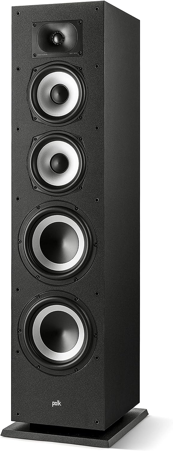 Polk Monitor XT70 Large Tower Speaker - Hi-Res Audio Certified, Dolby Atmos DTS:X Compatible, 1 Tweeter, (2) 6.5 Dynamically Balanced Woofers, (2) 8 Passive Radiators, (Single, Midnight Black)