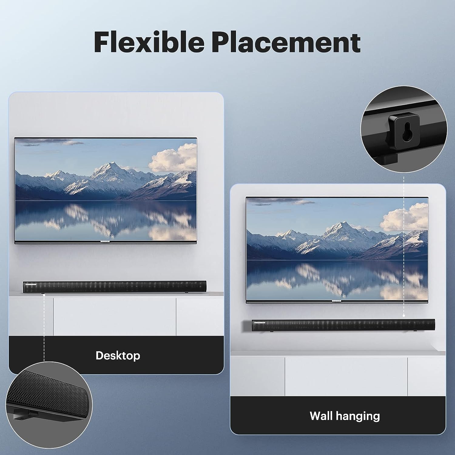 Thomson Sound Bars for TV, HiFi Stereo TV Speakers Home Theater Surround Soundbar with Bass Reflex Speaker, 35-Inch, Bluetooth 5.0, 3 EQ Modes, DSP Audio, Adjustable Bass, HDMI/ARC/AUX/Opti/Coax/USB