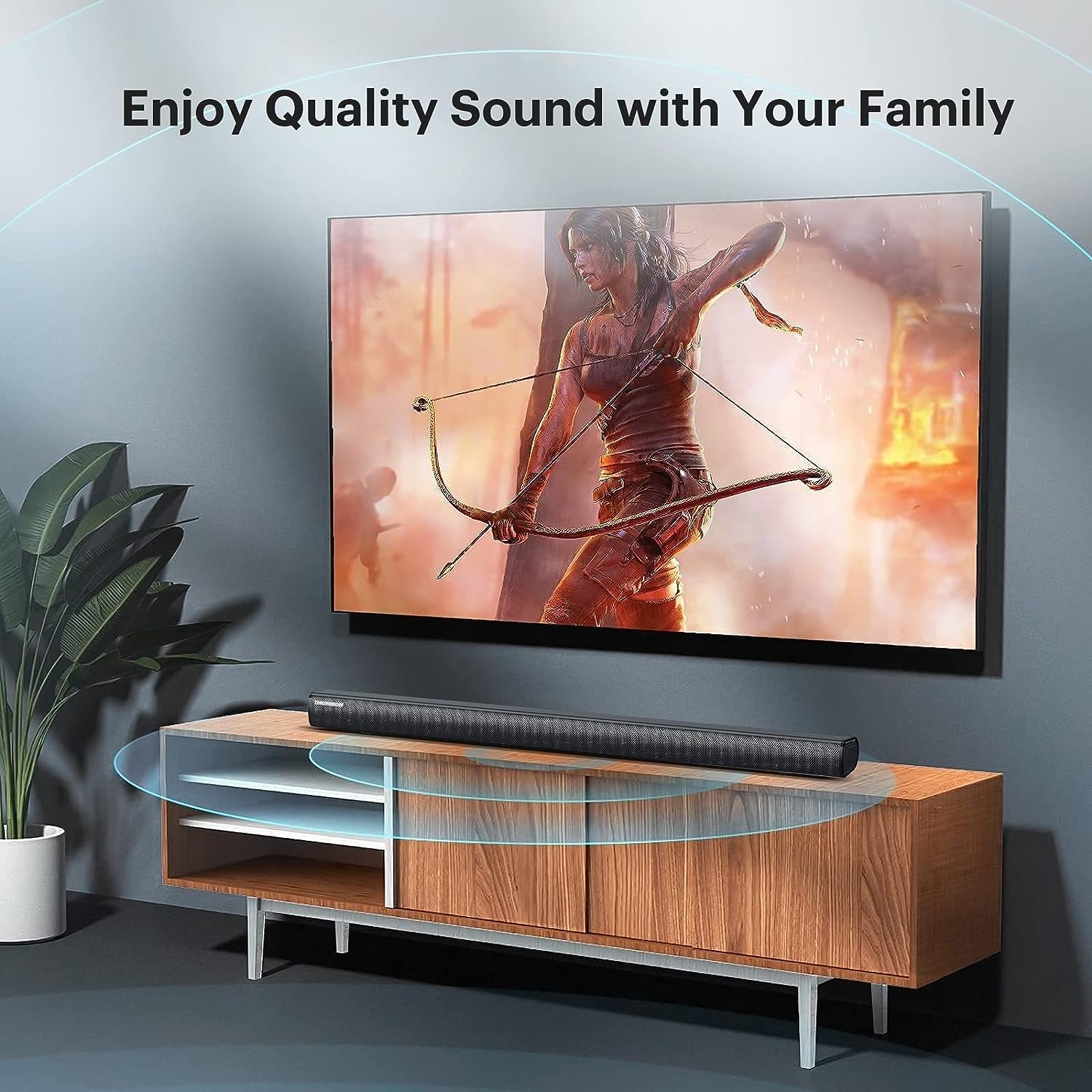 Thomson Sound Bars for TV, HiFi Stereo TV Speakers Home Theater Surround Soundbar with Bass Reflex Speaker, 35-Inch, Bluetooth 5.0, 3 EQ Modes, DSP Audio, Adjustable Bass, HDMI/ARC/AUX/Opti/Coax/USB