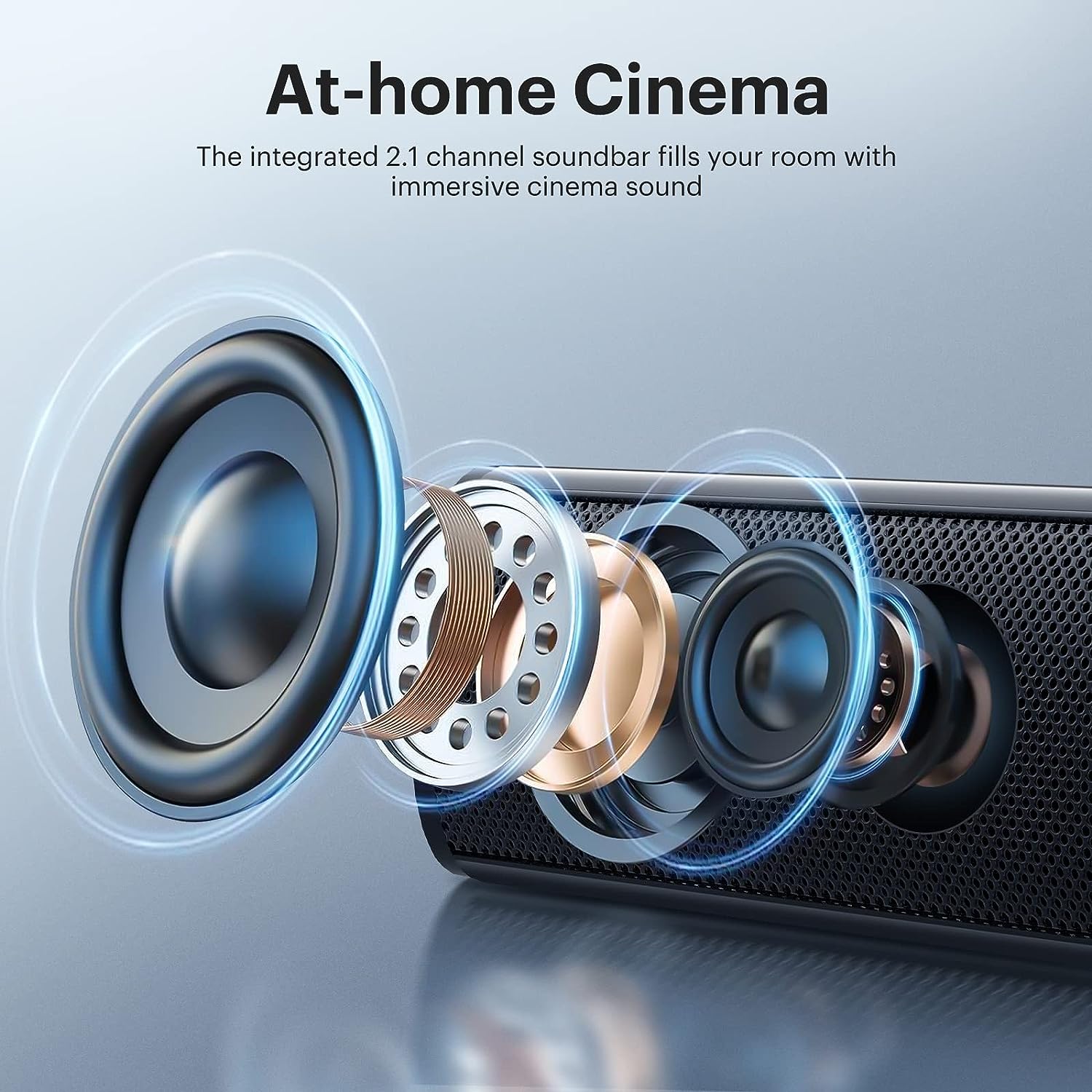 Thomson Sound Bars for TV, HiFi Stereo TV Speakers Home Theater Surround Soundbar with Bass Reflex Speaker, 35-Inch, Bluetooth 5.0, 3 EQ Modes, DSP Audio, Adjustable Bass, HDMI/ARC/AUX/Opti/Coax/USB