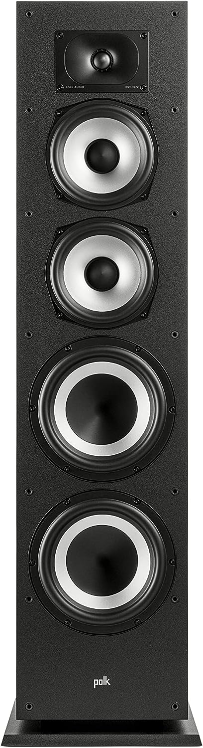 Polk Monitor XT70 Large Tower Speaker - Hi-Res Audio Certified, Dolby Atmos DTS:X Compatible, 1 Tweeter, (2) 6.5 Dynamically Balanced Woofers, (2) 8 Passive Radiators, (Single, Midnight Black)