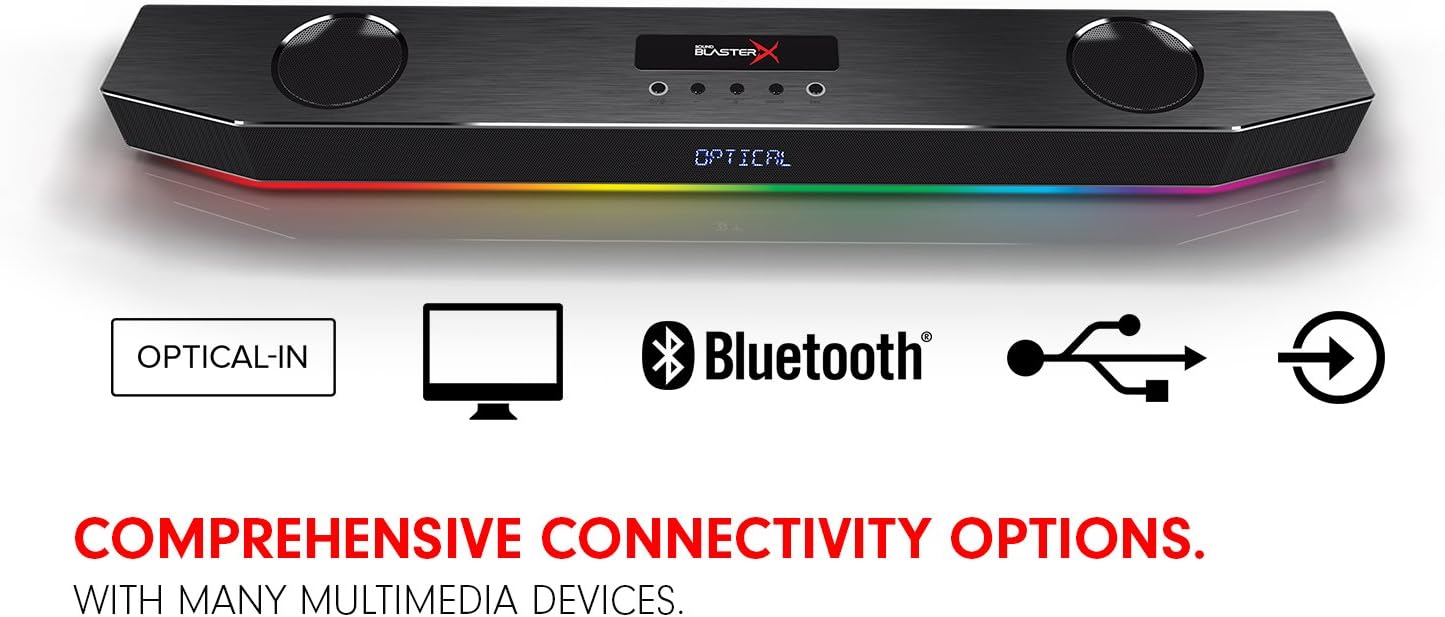 Sound BlasterX Katana Multi-Channel Surround Gaming and Entertainment Soundbar - Hardware Processing, Supports Dolby Digital 5.1 Decoding, Bluetooth-Enabled, for PC, Mac, PS4, and Other Consoles