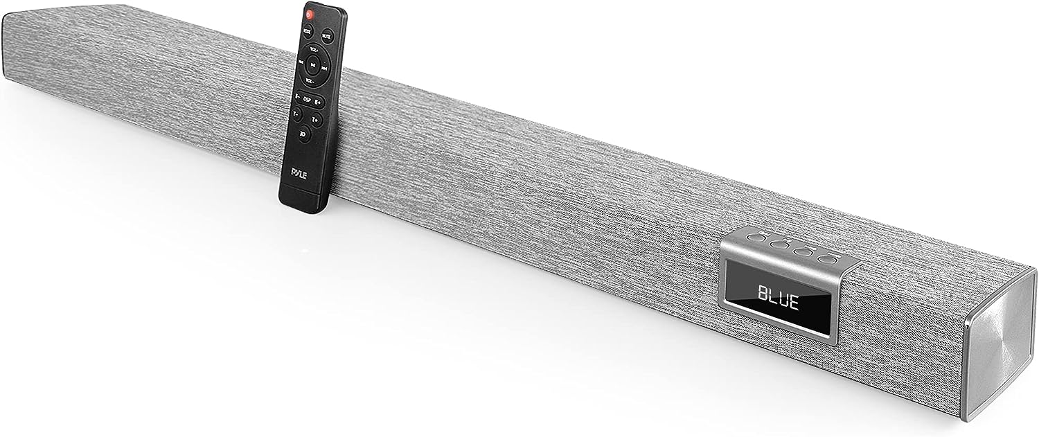 Pyle Home Bluetooth Audio Sound bar Stylish, 60W 35 for TV, Supports 4K HDMI TVs, Optical, COAXIAL, AUX, w/Remote Control, Coaxial RCA Cables, Class D Digital Stereo Power Amplifier - PSBV40BT