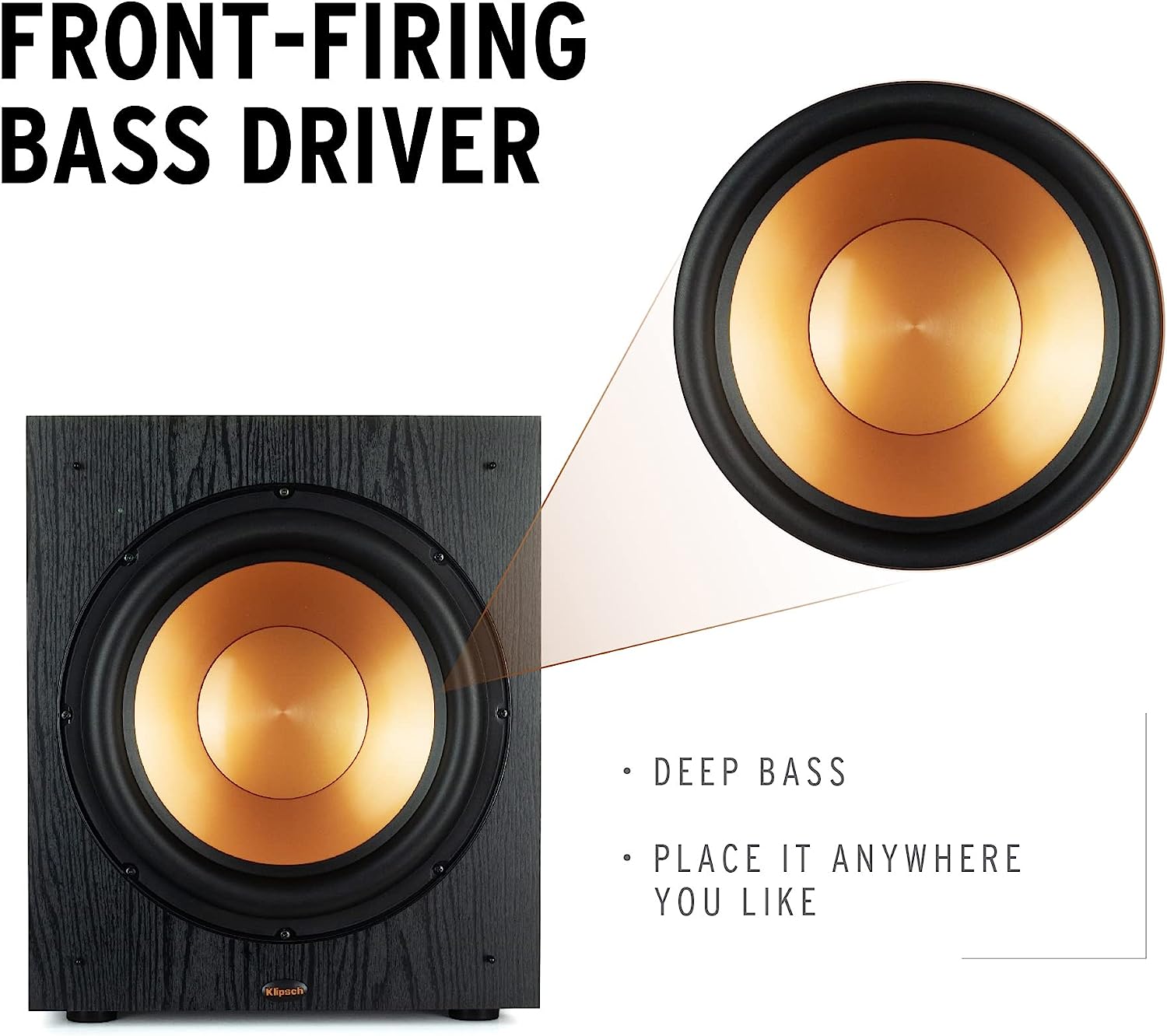 Klipsch Synergy Black Label Sub-120 12” Front-Firing Subwoofer with 200 Watts of continuous 400 watts of Dynamic Power, and Digital Amplifier for Powerful Home Theater Bass in Black