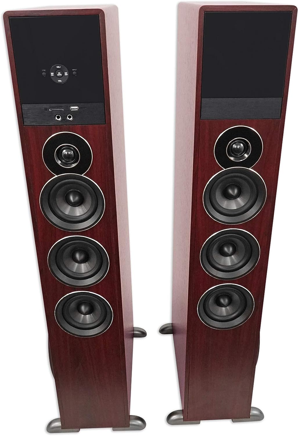 Rockville TM150C Cherry Powered Home Theater Tower Speakers 10 Sub/Bluetooth/USB