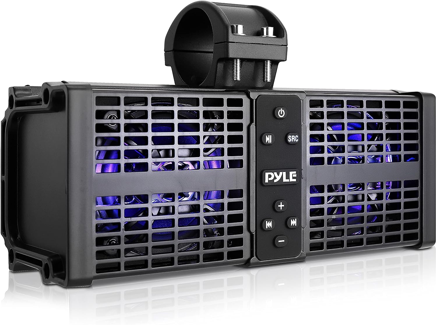 Pyle 11” Powered ATV/UTV Soundbar System-Built-in Class D Stereo Power Amplifier w/Wireless BT Streaming,IPX6 Waterproofing/Weatherproofing and LED Lights-Pyle PWPSB1102