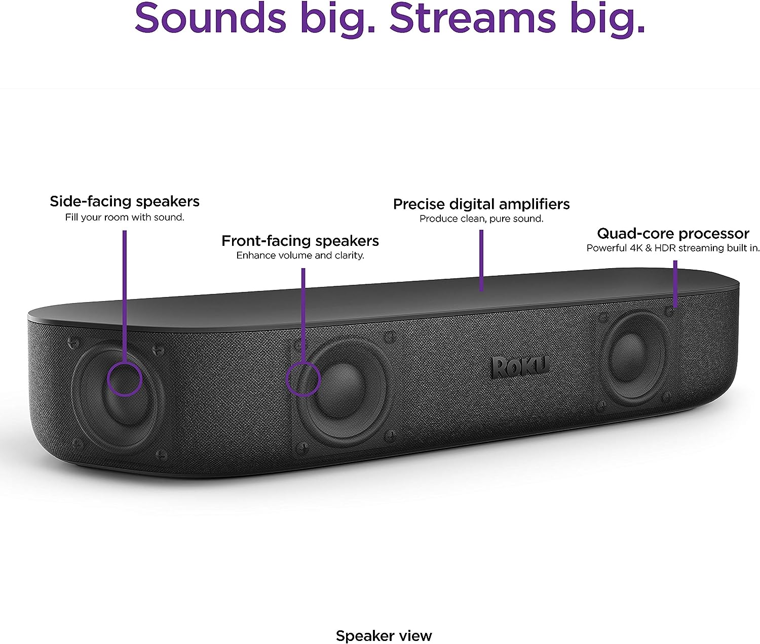 Roku Streambar | 4K HDR Streaming Device Premium Roku Soundbar All In One, Roku Voice Remote, Free Live TV