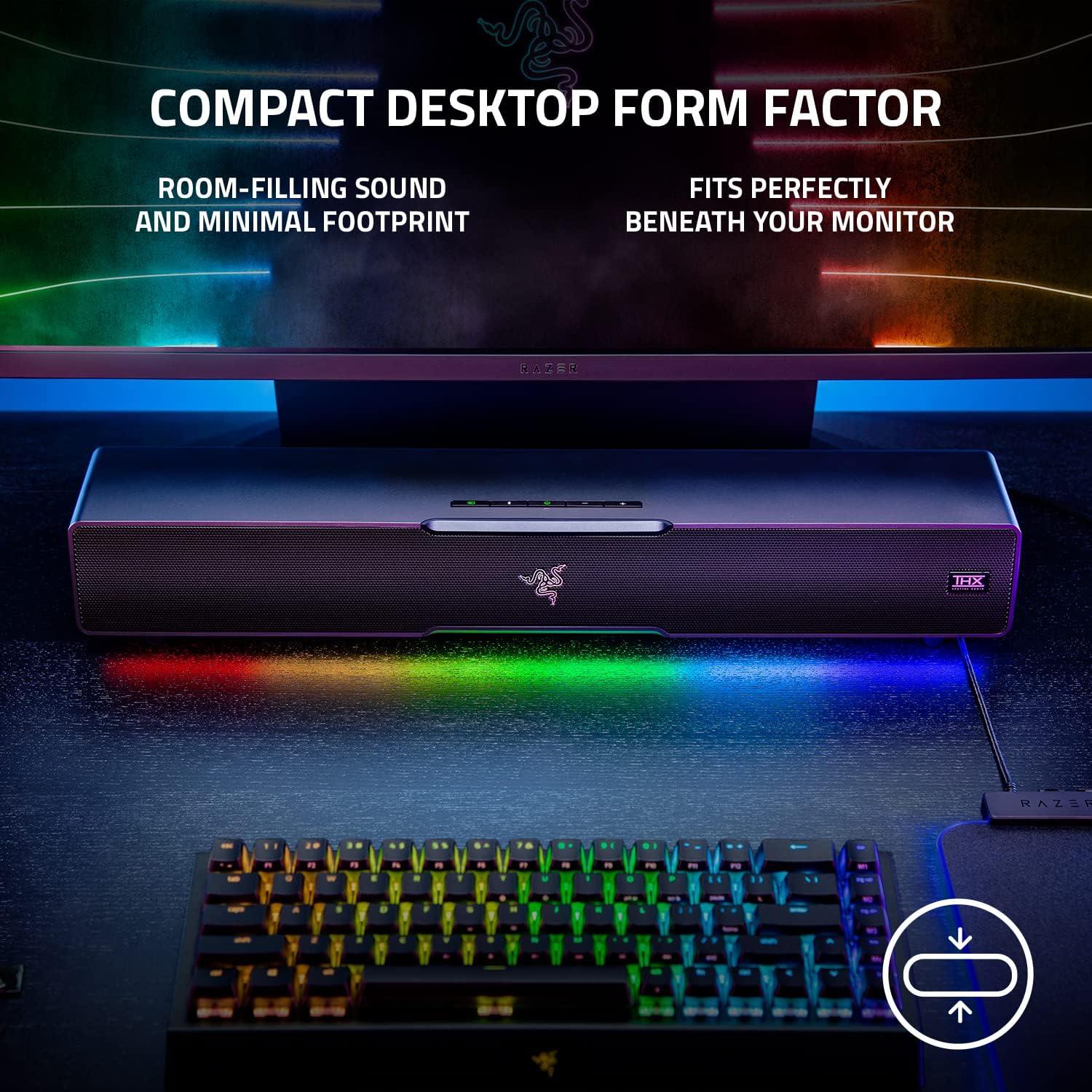 Razer Leviathan V2: Multi-Driver PC Gaming Soundbar with Subwoofer - THX Spatial Audio - Compact Design - Chroma RGB - Bluetooth 5.2 - for PC, Desktop/Laptop, Smartphones, Tablets Nintendo Switch