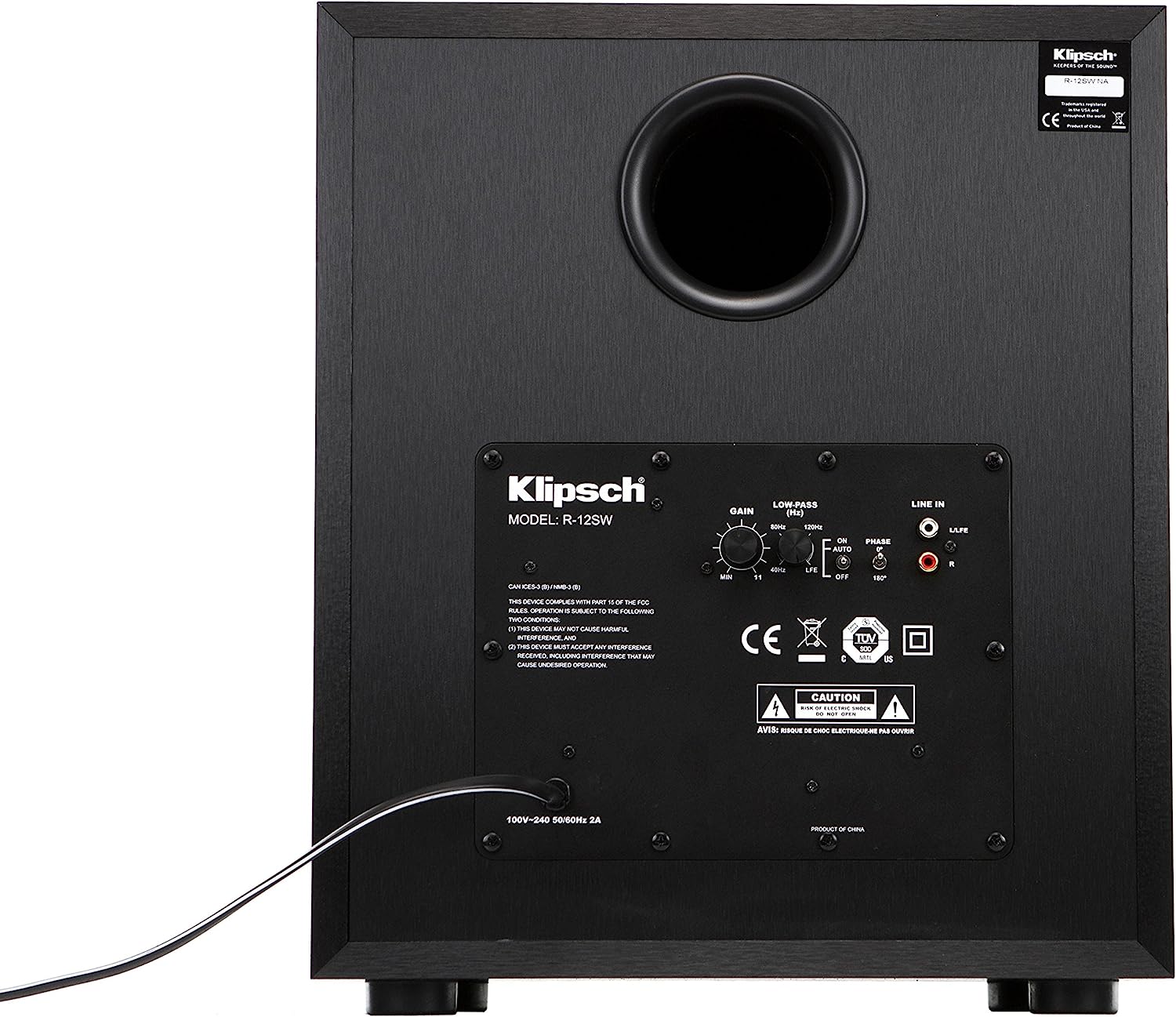 Klipsch R-12SW Powerful Deep Bass Front Firing 12 Copper-Spun Driver 400W Digital Power Subwoofer 14 X 18.5 X 16