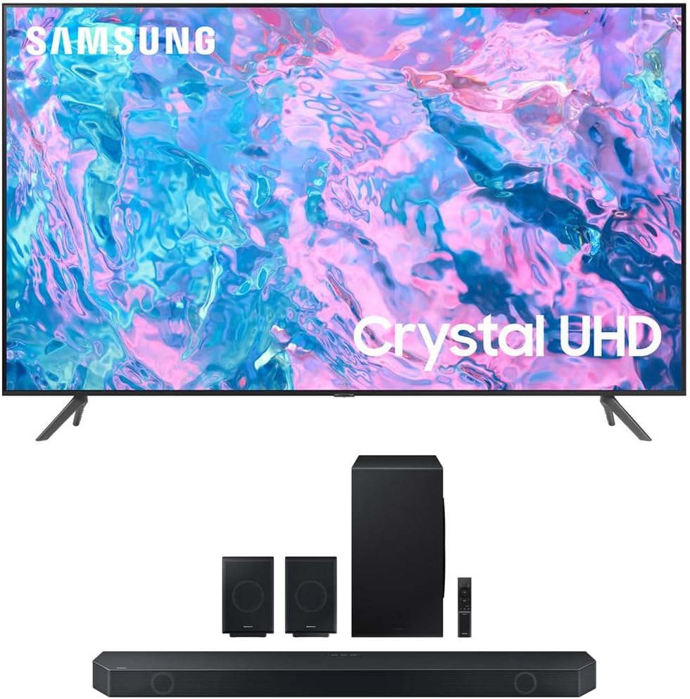 SAMSUNG UN65CU7000FXZA 65 inch Crystal UHD 4K Smart TV 2023 Bundle 11.1.4 ch. Wireless Dolby Atmos Soundbar and Rear Speakers Review